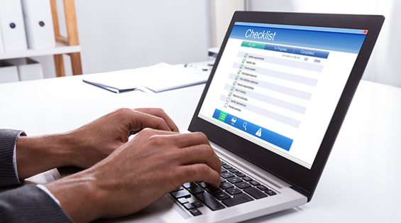 Checklist on Computer Screen